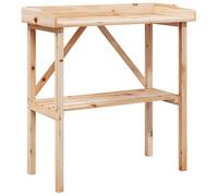 vidaXL Mesa para Plantas con Estante, Soporte para Flores, Mesita para Macetas, Florero para Jardín Patio Terraza, Madera Maciza de Abeto