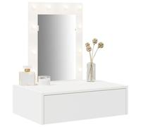 vidaXL Mesa Tocador 60 x 40 x 70 cm Madera de ingeniería | Tiene luces LED integradas que te ayudan a verte bien mientras te preparas, Ideal para espacios pequeños,