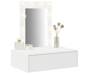 vidaXL Mesa Tocador 60 x 40 x 70 cm Madera de ingeniería | Tiene luces LED integradas que te ayudan a verte bien mientras te preparas, Ideal para espacios pequeños,