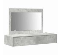 vidaXL Mueble de tocador gris de diseño industrial MDF con espejo plano para dormitorio, acabado de hormigón resistente al calor, cajón de almacenamiento de 100 x 40 x 70 cm, mueble de aseo interior