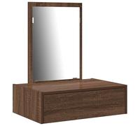 vidaXL Espejo de madera de roble macizo de 60 x 40 x 70 cm, tocador para dormitorio con almacenamiento