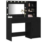 vidaXL Set de tocador 2 Piezas con luz LED Madera ingeniería Negro