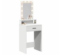 vidaXL Chic Mesa de Tocador Blanca con Espejo y Luces LED | Muebles de MDF para el Dormitorio con Amplio Cajón de Almacenamiento, Diseño Minimalista