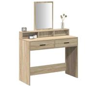 vidaXL Tocador Moderno de Roble Sonoma Dos cajones y Espejo Plano 100 x 41 140 cm Tocador Elegante para Uso en Interiores Solución de Almacenamiento de Calidad con Tablero de partículas y Chapa d