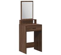 vidaXL Conjunto de tocador elegante de roble con espejo y estantes de almacenamiento empotrados para dormitorio, muebles modernos, estación de cuidado personal, maquillaje, madera maciza