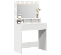 vidaXL Mesa de Tocador Moderna Blanca con Espejo y Luces LED | Elegante Estación de Maquillaje con 3 Cajones Ideal para Dormitorio, Diseño Limpio y Contemporáneo, Muebles Chic Compactos