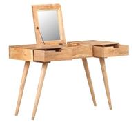 vidaXL Tocador con Espejo Mesa de Maquillaje Joyería Cosmética Dormitorio Vestidor Muebles Mobiliario Estable 112x45x76 cm Madera Maciza de Acacia
