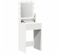 vidaXL Mesa de Tocador Blanca Moderna con Espejo LED Integrado | Elegante Vanity para Maquillaje 50 x 41 x 135 cm Muebles de Dormitorio que Ahorran Espacio Construcción de Madera Elaborada Estación St