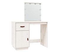 Vidaxl mesa tocador con led madera maciza pino blanco 95x50x133,5 cm