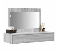 vidaXL Mesa de Tocador Moderna Gris Sonoma con Espejo MDF para Maquillaje y Cuidado Personal, Estanterías Flotantes, Almacenamiento en Dormitorio, Diseño Compacto, Estilo Elegante, Decoración del Hog