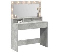 vidaXL Mesa tocador rectangular moderna con estante y luces gris concreto 100x41x135 cm