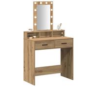 vidaXL Mesa Tocador Marrón 79 x 41 x 140 cm Madera de ingeniería | Hay bastante espacio para tus cosas, Las luces del espejo hacen que prepararte sea muy fácil,