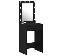 vidaXL Mesa de tocador Roble negro Madera de ingeniería LED 50x41x135 cm 1 cajón