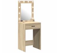 vidaXL Tocador con Luces LED Roble Sonoma 50 x 41 x 135 cm Un Cajón Diseño Moderno Iluminación Integrada Superficie Suave para Maquillaje Y Aseo. Almacenamiento en Dormitorio Espejo