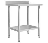 vidaXL Mesa Trabajo Cocina y salpicadero Acero Inoxidable 80x60x93 cm