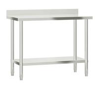 vidaXL Mesa de trabajo para cocina con salpicadero Acero inoxidable 110x55x93 cm