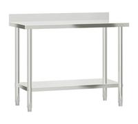 vidaXL Mesa de trabajo para cocina con salpicadero Acero inoxidable 110x55x93 cm