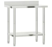 vidaXL Mesa de trabajo de cocina con salpicadero Acero inoxidable 82,5×55×93 cm