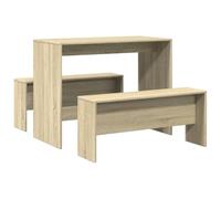 Mesa Y Bancos De Comedor 3 Pzas Madera Ingeniería Roble Sonoma Vidaxl