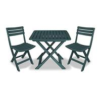vidaXL Set Mesa Sillas Bistró Jardín 3 Piezas Muebles Mobiliario Patio Comedor al Aire Libre Terraza Balcón Restaurante Exterior Verde