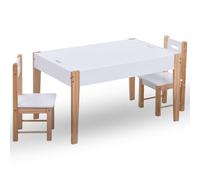 vidaXL Mesa y Sillas Infantiles 3 Piezas con Pizarra Juego Sets para Niños Escritorio Dos Asientos Muebles de Dormitorio Hogar Negro y Blanco