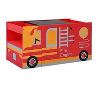 vidaXL Mesa y Sillas Infantiles 3 Piezas Forma de Camión Bomberos Juego de Actividades para Niños Escritorio Dos Asientos Muebles de Dormitorio Hogar Madera