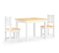 vidaXL Mesa y Sillas Infantiles 3 pzas, Escritorio para Niños, Mesa de Actividades, Asientos para Dormitorio Sala de Juegos, MDF Blanco y Beige