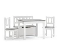 vidaXL Mesa y Sillas Infantiles 4 pzas, Escritorio Banco para Niños, Mesa de Actividades, Asientos para Dormitorio Sala de Juegos, MDF Blanco y Gris