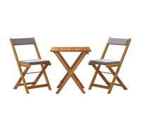 vidaXL Mesa y sillas Plegables terraza 3 pzas y Cojines Madera Acacia
