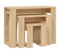 vidaXL Mesas Apilables 3 Piezas Auxiliar Consola Mesita Salón Lateral Té Café Sofá Sala de Estar Muebles Mobiliario Madera Contrachapada Roble Sonoma