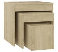 vidaXL Mesas Apilables 3 Piezas Consola Auxiliar Mesita Salón Lateral Té Café Sofá Sala de Estar Muebles Mobiliario Madera Contrachapada Roble Sonoma