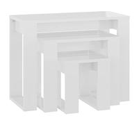 vidaXL Mesas Apilables 3 Piezas Auxiliar Consola Mesita Salón Lateral Té Café Sofá Sala de Estar Mobiliario Madera Contrachapada Blanco Brillante