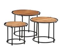 vidaXL Mesas apilables 3 Piezas Madera Maciza de Acacia, Mesa de Madera, Mesa Auxiliar de sofá, mesita Auxiliar, Mesa de Centro apilable