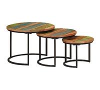 vidaXL Mesas apilables 3 Piezas Madera Maciza reciclada