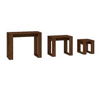 vidaXL Mesas Apilables 3 Piezas Mesita Auxiliar Consola Salón Lateral Sofá Sala de Estar Muebles Mobiliario Madera Contrachapada Color Roble Marrón