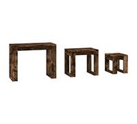 vidaXL Mesas Apilables 3 Piezas Mesita Auxiliar Consola Salón Lateral Sofá Sala de Estar Muebles Mobiliario Madera Contrachapada Color Roble Ahumado