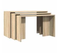 vidaXL Mesas apilables 3 pzas Madera contrachapada Color Roble Sonoma, Mesa Auxiliar Nido, Mesa apilable, Mesa Auxiliar apilable, Mesa Auxiliar