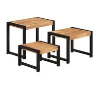 vidaXL Mesas Apilables 3 uds, Mesitas Auxiliares Decorativas de Sofá, Mesas de Centro, Aparadores Muebles Bajos para Salón Dormitorio, Madera Maciza