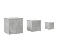 vidaXL Mesas Auxiliares 3 Piezas Muebles Mobiliario Sofá Café Centro Salón Sala de Estar Libros Estante Decoración Madera Contrachapada Gris Hormigón