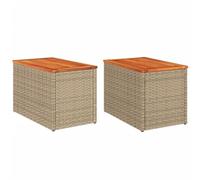 Mesas Auxiliares De Jardín 2 Uds Ratán Madera Beige 55x34x37cm Vidaxl