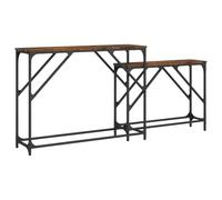 vidaXL Mesas Consola Apilables 2 pzas, Mesitas Auxiliar de Sofá, Mesas Nido, Muebles para Salón Pasillo Entrada, Madera de Ingeniería Roble Ahumado