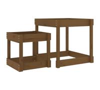 vidaXL Mesas de Arena 2 uds Madera Maciza de Pino marrón Miel