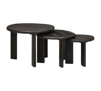 vidaXL Mesas de Café Nido 3 pcs Madera de Mango Maciza, Sala de Estar, Redondas, Modernas, Diseñadas para Comodidad y Estilo en Espacios Modernos, reuniones y relajación