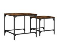 vidaXL Mesas de Centro Apilables 2 pzas, Mesitas Auxiliares, Muebles de Estilo Industrial, Mesas para Salón Oficina, Madera de Ingeniería Roble Humo