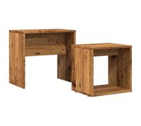vidaXL Mesas de Centro apilables 2 uds Madera de ingeniería Envejecida, Mesa apilable, Mesa Auxiliar apilable, Juego de mesas apilables, Mesa anidada