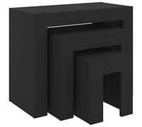 vidaXL Mesas de Centro Apilables 3 Piezas Auxiliar Consola Mesita Salón Lateral Té Café Sofá Sala de Estar Muebles Mobiliario Contrachapada Negro