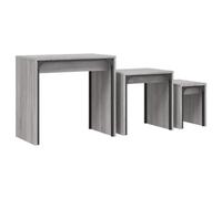 vidaXL Mesas de Centro Apilables 3 pzas, Mesitas de Estilo Industrial, Mesas Auxiliares, Muebles para Salón Pasillo, Madera de Ingeniería Gris Sonoma