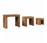 vidaXL Mesas de Centro apilables 3 uds Madera de ingeniería Envejecida, Mesa apilable, Mesa Auxiliar apilable, Juego de mesas apilables, Mesa anidada