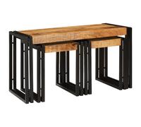 vidaXL Mesas Nido 3 pcs Madera Maciza de Mango Rugoso