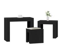 vidaXL Mesas de Centro apilables 3 pzas Madera ingeniería Roble Negro